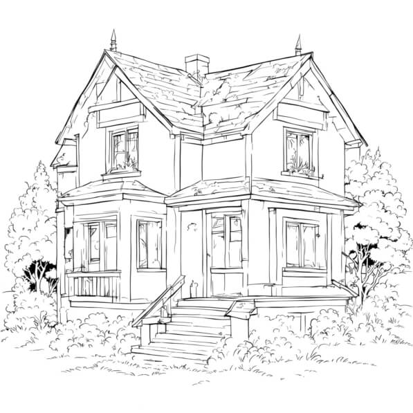Download Old-Fashioned House Drawing Coloring pages Online - Creative ...