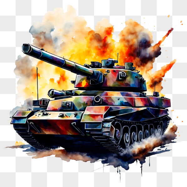 Download Colorful Tank with Smoke | Military Gaming PNG Online ...