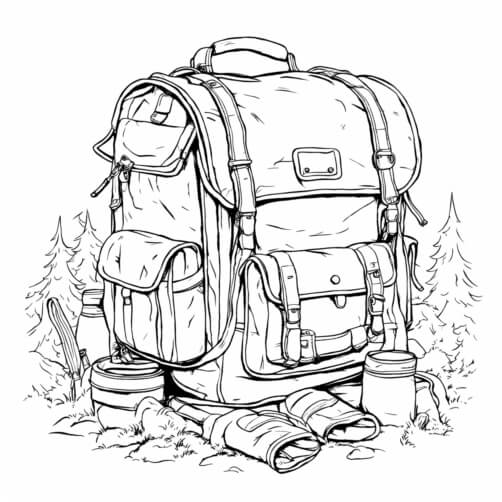 Colorless Backpack Drawing Download Adult Backpack Coloring Page with Geometric Patterns Coloring ...