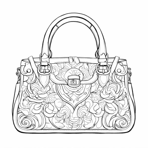 Download Intricate Pattern Handbag in Black and White Coloring pages ...
