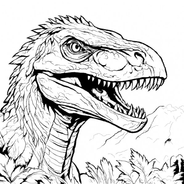 Download Realistic Dinosaur Head Coloring Page Coloring pages Online