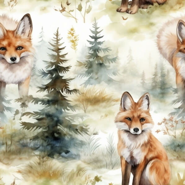 Download Seamless Fox Pattern in Forest Watercolor Painting Patterns ...