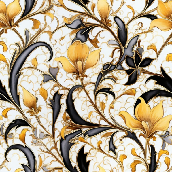 Sheath - Orange Yellow, black and white floral dots motif