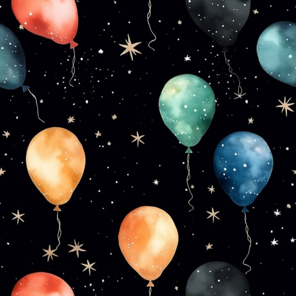 Download Colorful Star Balloons Seamless Pattern on Black Background ...