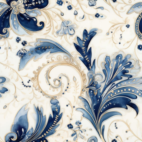 Download Blue and White Floral Pattern Patterns Online - Creative Fabrica