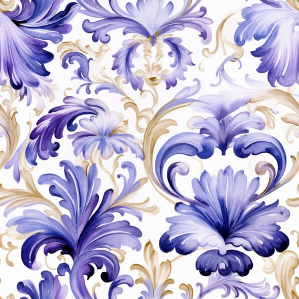 Download Ornate Floral Pattern with Blue and White Flowers Patterns ...