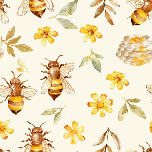 Download Seamless Beehive Pattern with Flowers and Leaves Patterns ...