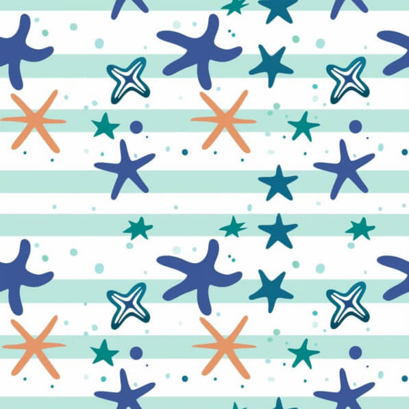 Download Seamless Starfish Pattern on Blue and White Stripe Patterns ...