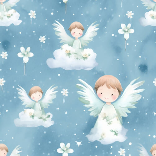 Download Seamless Pattern with Angels on Clouds Patterns Online ...