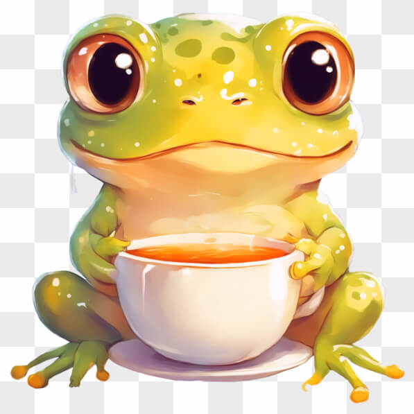 Download Kawaii Green Frog Drinking Tea with Various Animals Online ...