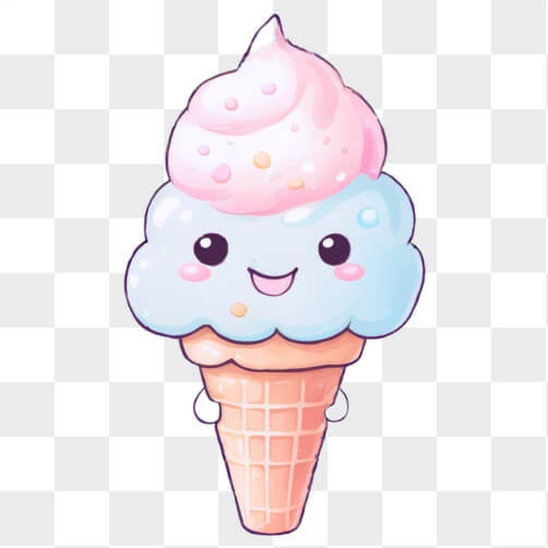 Download Kawaii Ice Cream Cone with Sprinkles and Smiley Face Kawaii ...