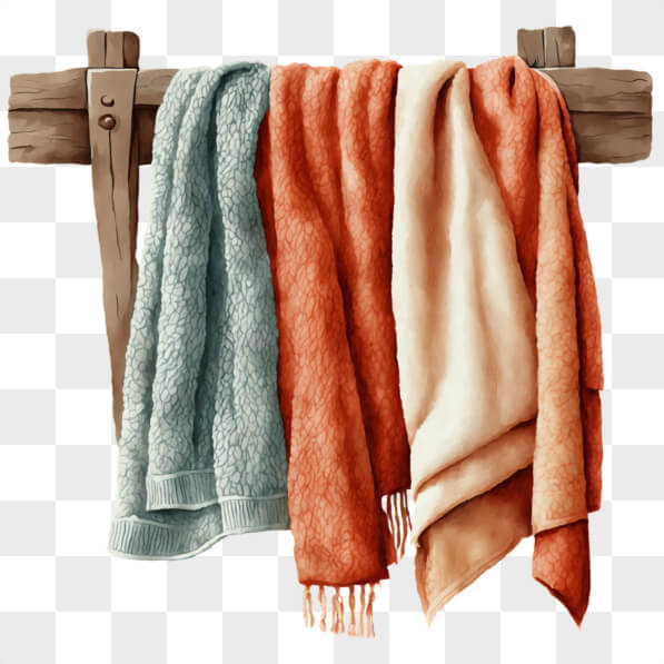 Download Colorful Towels Hanging on Wooden Rack PNGs Online - Creative ...