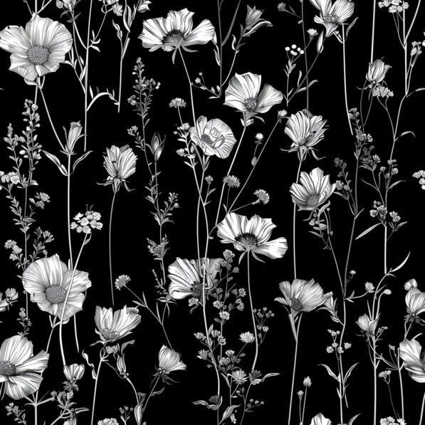 Download Black and White Seamless Wild Flower Pattern Patterns Online ...