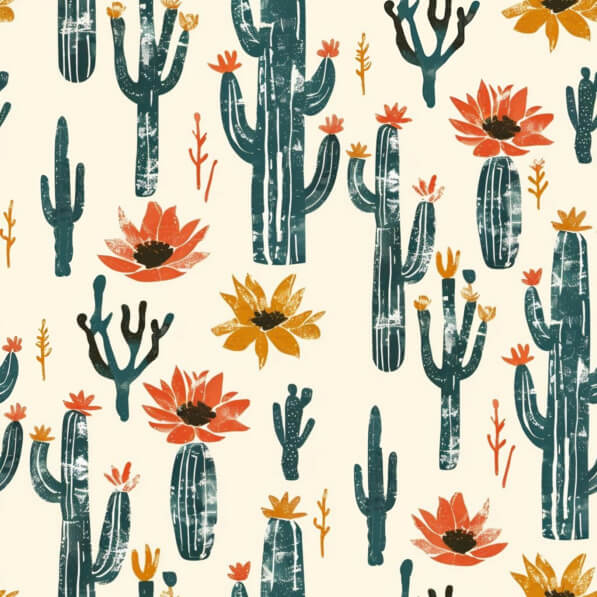 Download Colorful Cactus Plants and Flowers Seamless Pattern Patterns ...