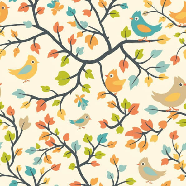 Bird Pattern Overlay Download Colorful Birds and Leaves Seamless Pattern Patterns Online ...