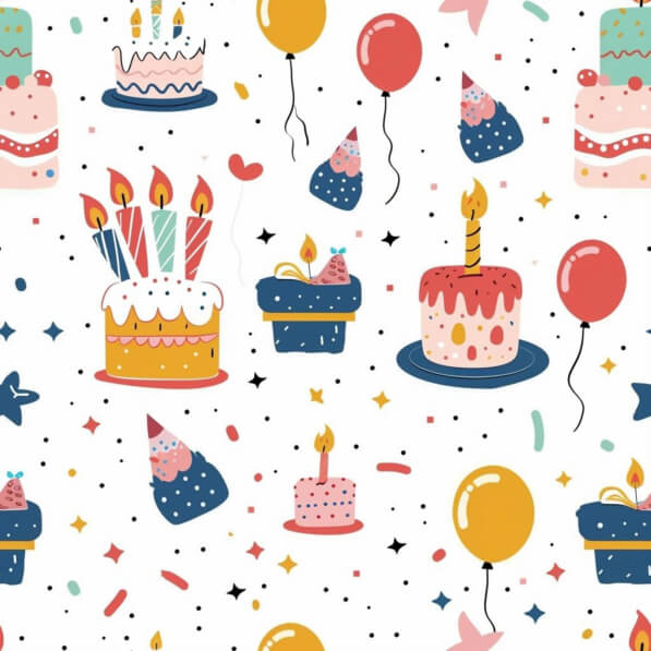 Download Colorful Birthday Cakes and Balloons Seamless Pattern Patterns ...