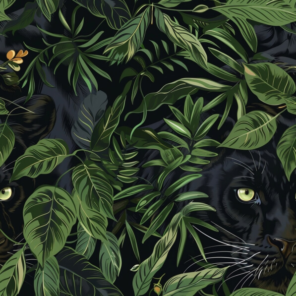 Download Seamless Pattern with Black Cats in Jungle Patterns Online ...
