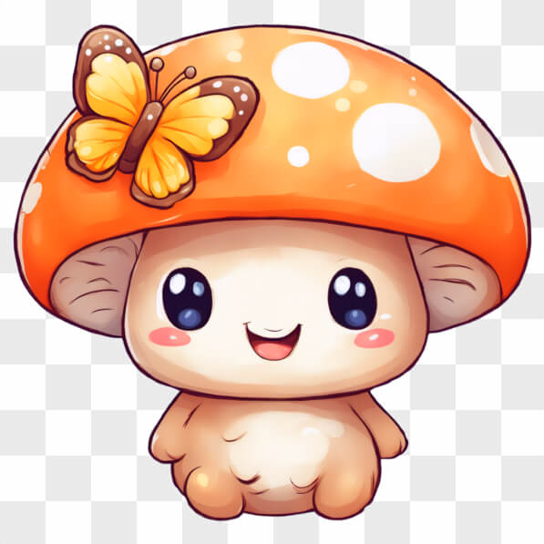 Download Kawaii Mushroom and Butterfly Kawaii Online - Creative Fabrica