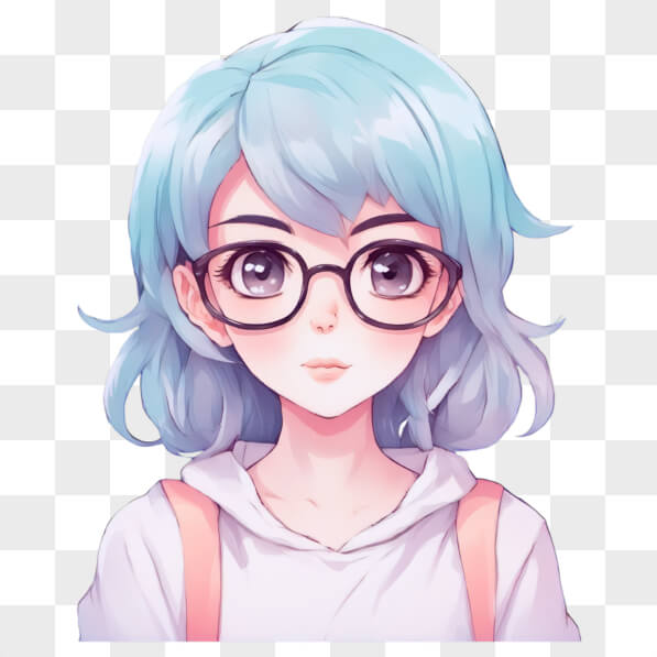 Download Kawaii Anime Girl with Blue Hair and Glasses Kawaii Online ...