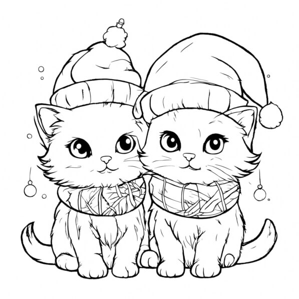 Download Winter Kittens Coloring Pages for Kids Online - Creative Fabrica
