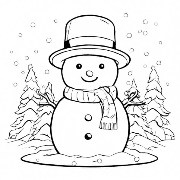 Download Winter Snowman Coloring Page Free Printable Christmas Sheet