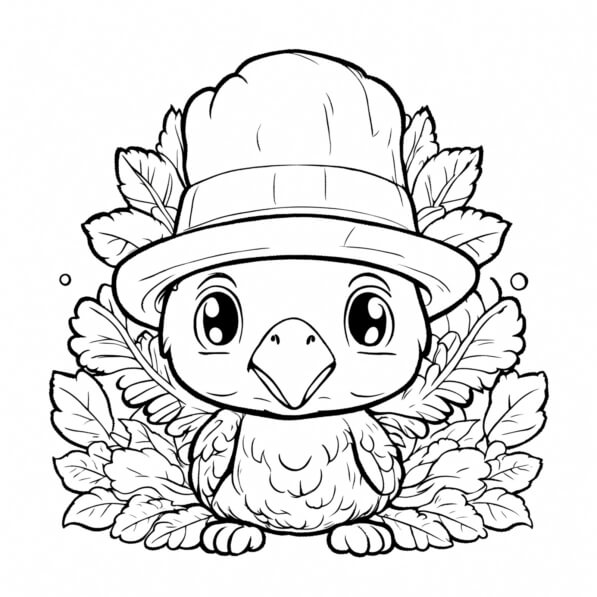Download Turkey with Hat and Leaves Coloring Page Coloring pages Online ...