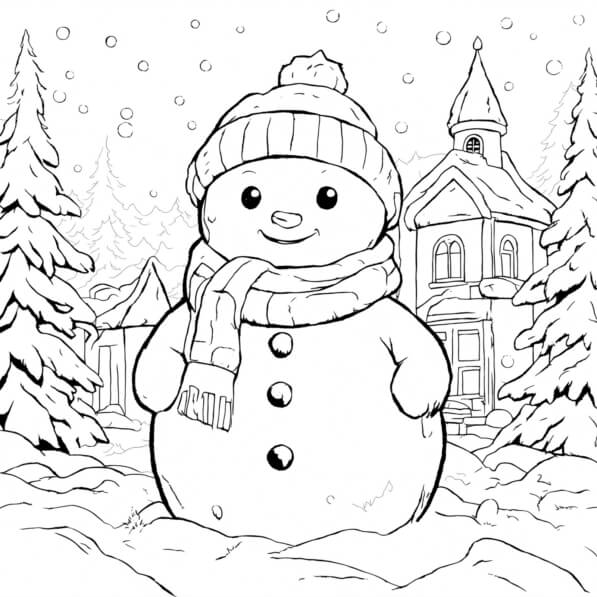 Download Snowman in the Snow Coloring Page Coloring pages Online ...
