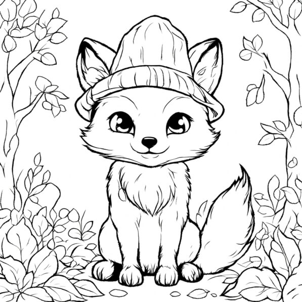Download Cute Fox Coloring Page Coloring pages Online - Creative Fabrica