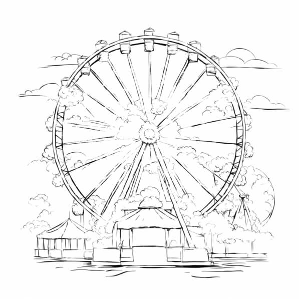 Download Black and White Ferris Wheel Drawing Coloring pages Online ...