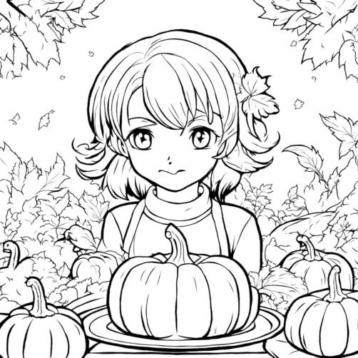 Download Fall Coloring Page with Pumpkins and Flowers Coloring pages ...
