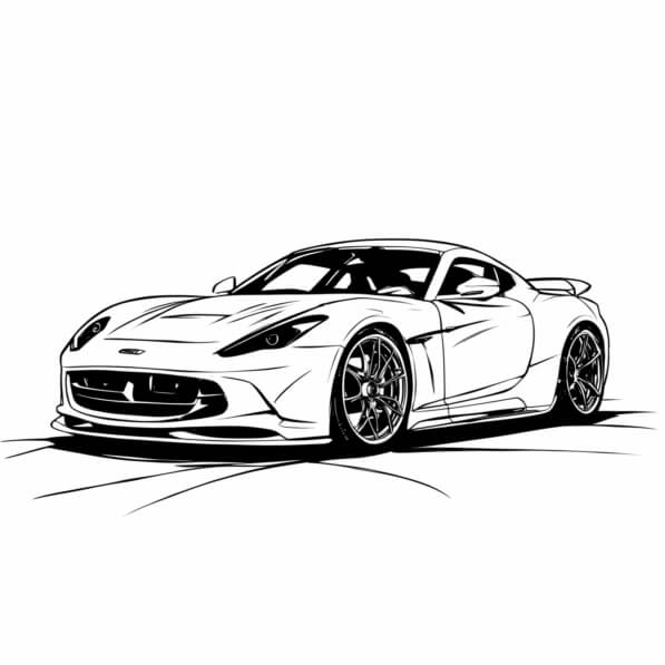 Download Exotic Sports Car Drawing Coloring pages Online - Creative Fabrica