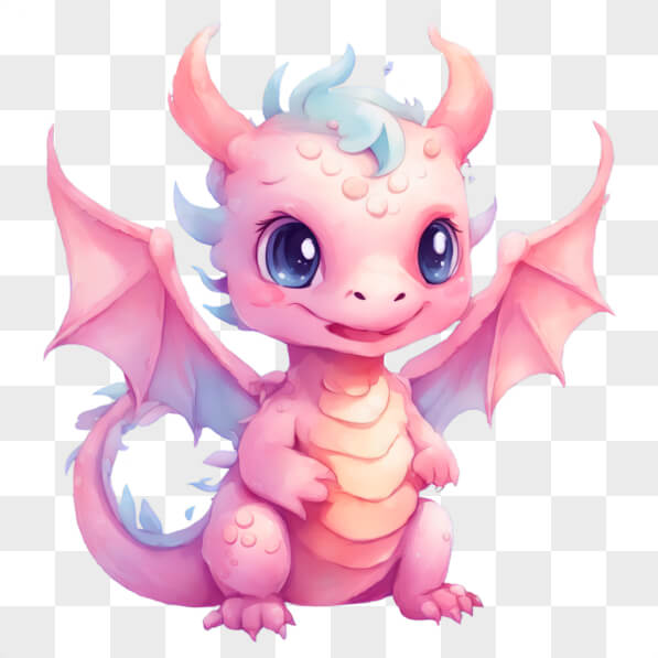 Download Kawaii Pink Dragon with Big Wings and Blue Eyes Kawaii Online ...