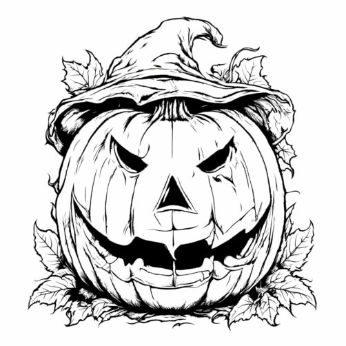 Black and White Pumpkin Drawing Sketches thumbnail