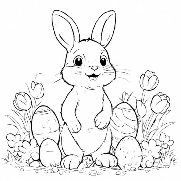 Disegni da colorare di Uova di Pasqua nell'erba