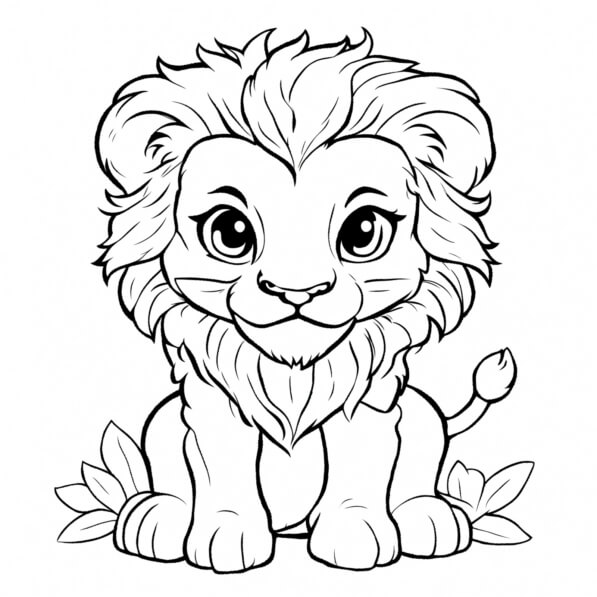 Download Baby Lion Coloring Page Coloring pages Online Creative Fabrica