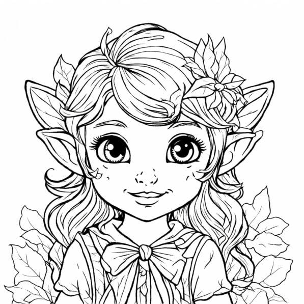 Download Black and White Elf Girl Coloring Pages Coloring pages Online ...