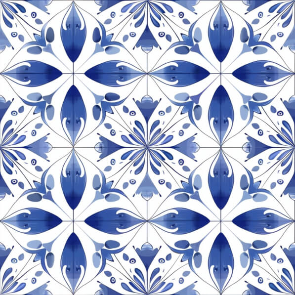 Download Blue and White Tiled Pattern with Floral Designs Patterns ...