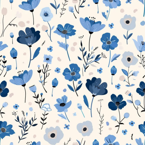 Download Seamless Blue Flower Pattern Patterns Online - Creative Fabrica