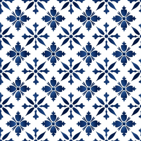 Download Blue and White Tiled Pattern with Floral Designs Patterns ...