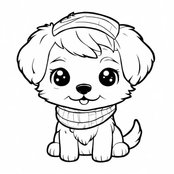 Download Winter Puppy Coloring Page for Kids Coloring pages Online