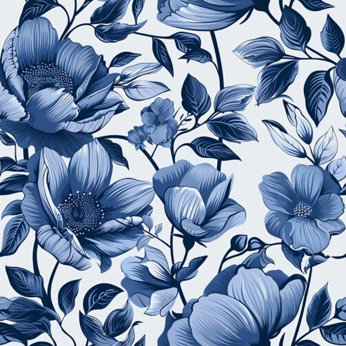Download Blue Flowers and Green Leaves Seamless Pattern Patterns Online ...