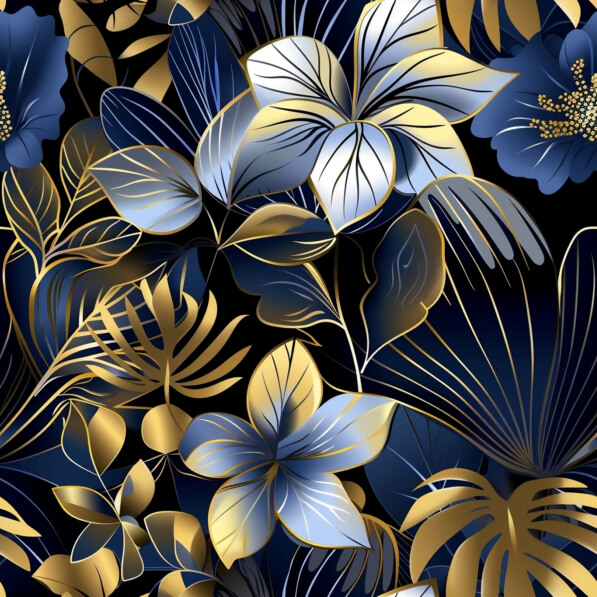 Download Seamless Gold and Blue Floral Pattern Patterns Online ...