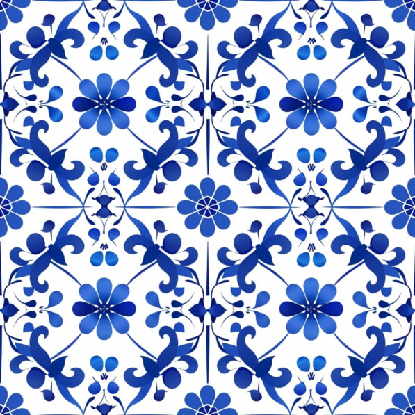 Download Blue and White Tile Pattern with Floral Designs Patterns ...
