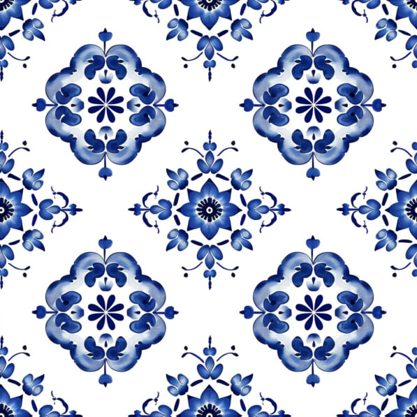 Download Blue and White Tiled Pattern with Floral Ornaments Patterns ...