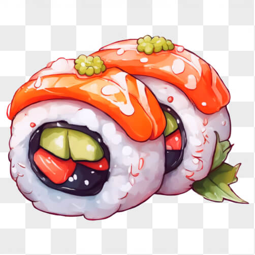 Kawaii Sushi Rolls with Fresh Vegetables Sketches thumbnail