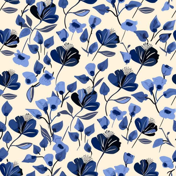 Download Blue Floral Pattern with Black and White Flowers Patterns ...