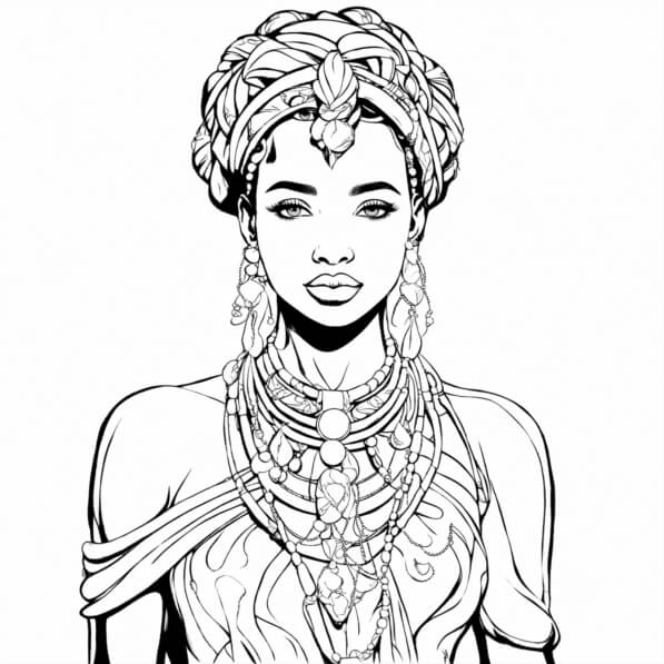 Download Black and White Coloring Page of African Woman Coloring pages ...
