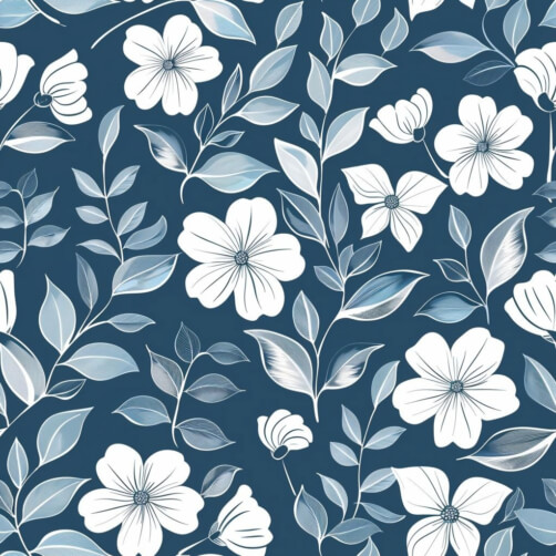 Download Blue Background with White Floral Patterns and Swirls Patterns ...