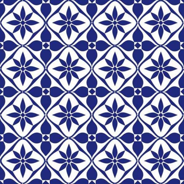 Download Blue and White Tiled Pattern with Floral Design Patterns ...