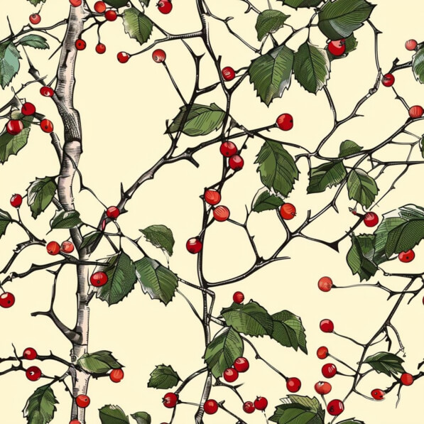 Tree Ranch Patterns Download Tree Branch with Red Berries and Leaves Patterns Online ...